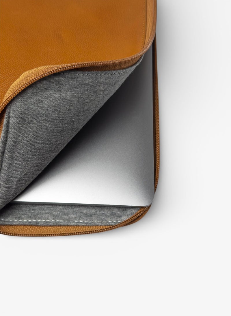 Emery Aegis 14/16-Inch Leather Laptop Sleeve | Professional Folio for MacBook Pro & Laptops | Full-Grain Leather with Secure Zip Closure (Tan, Regular) - Image 2
